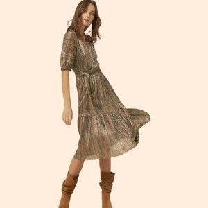 BA&SH Star Metallic Midi Wrap Dress